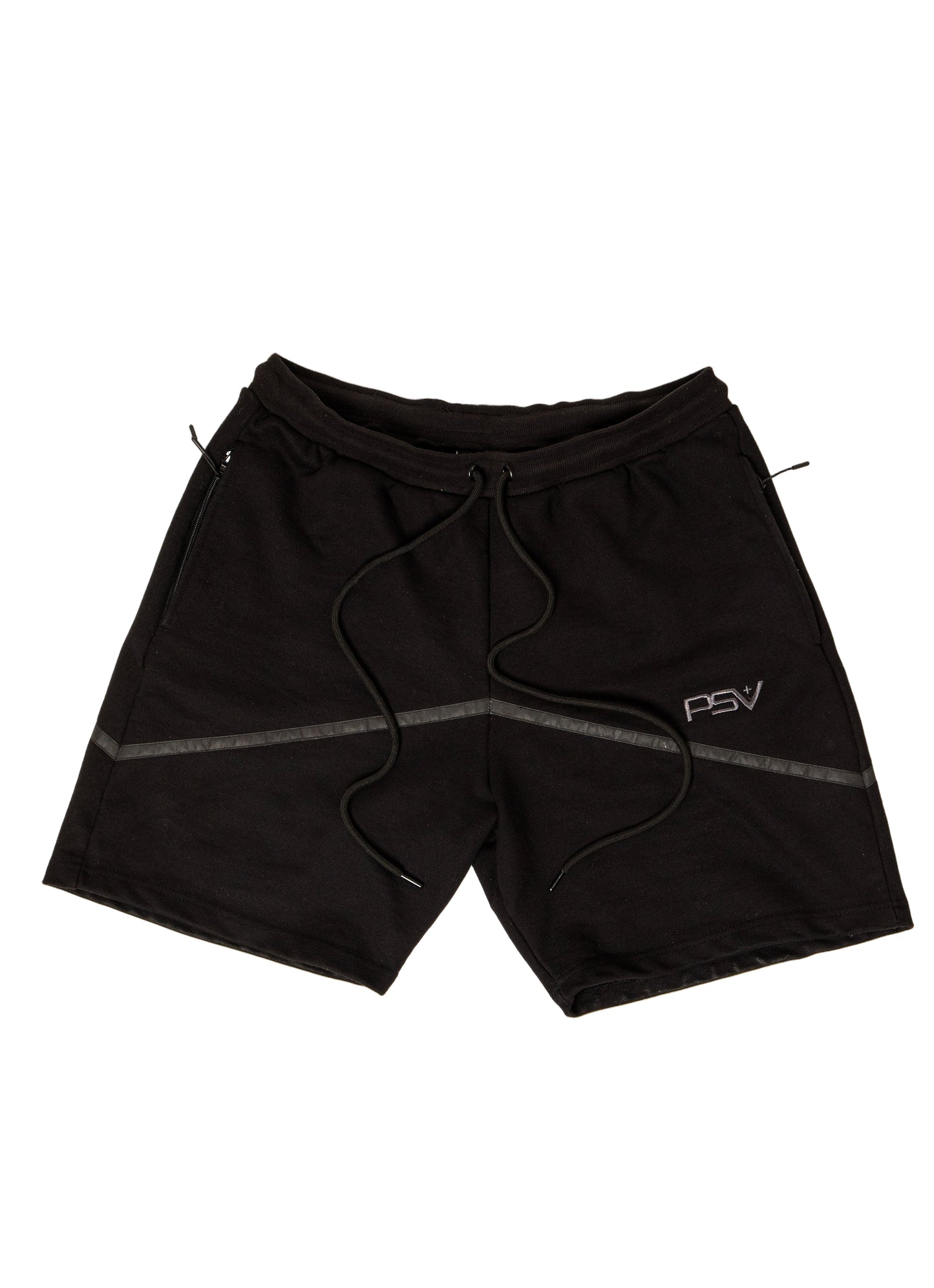 Black shorts with a logo on a white background