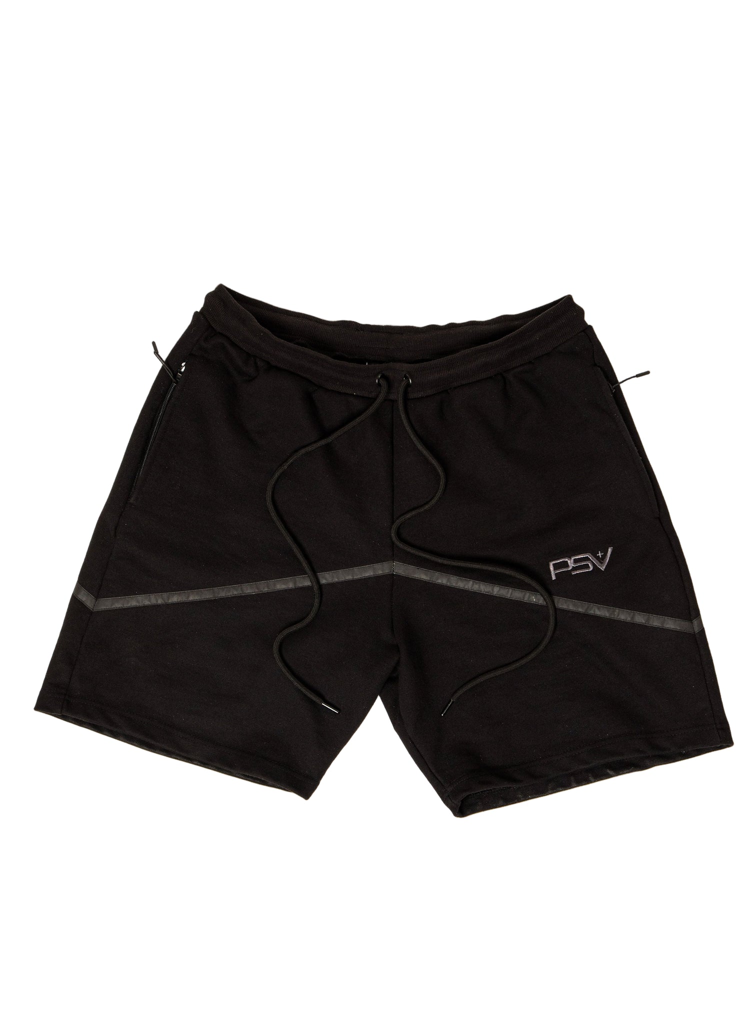 Black shorts with a logo on a white background