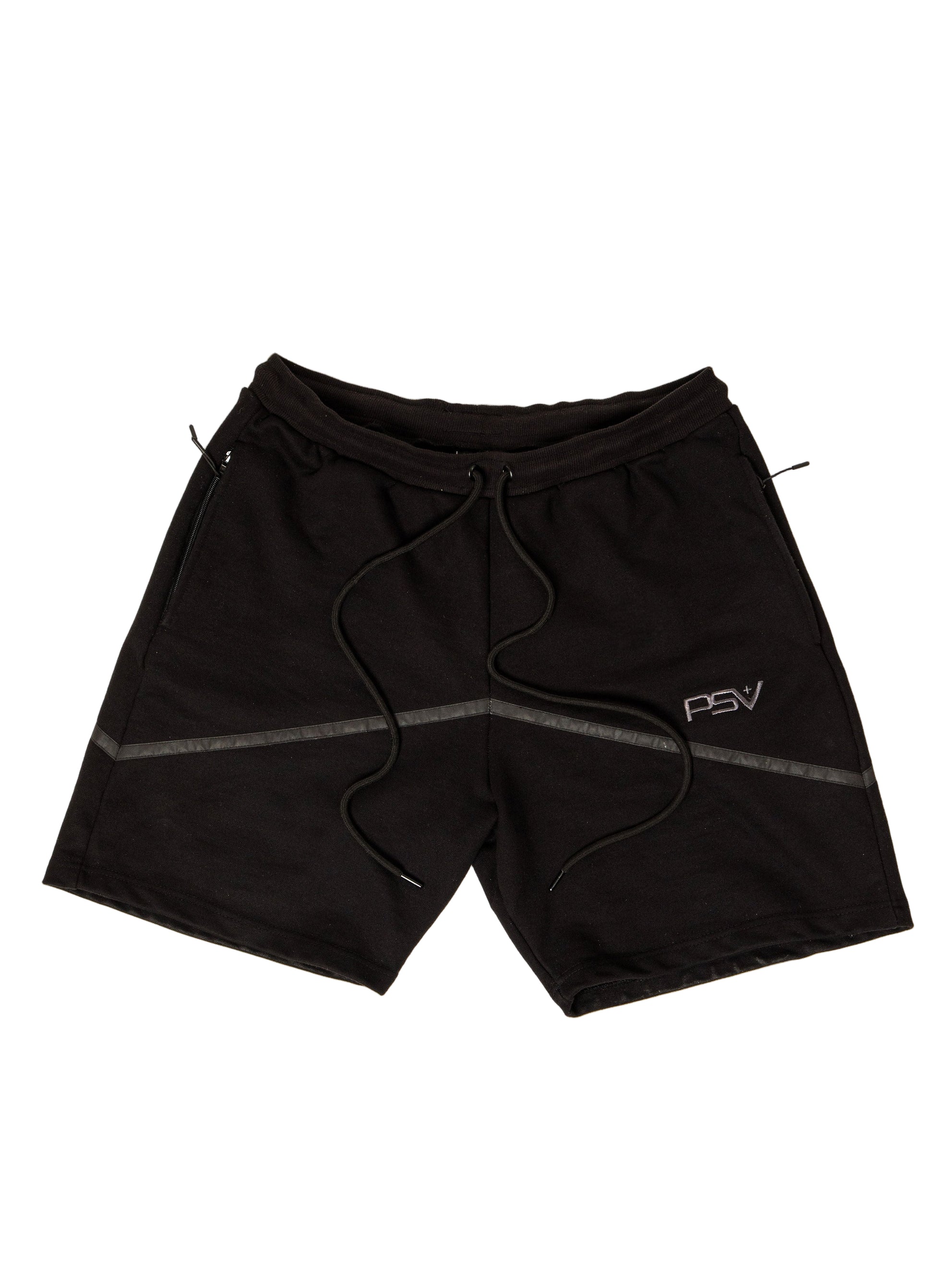 Black shorts with a logo on a white background